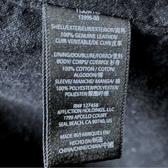 Affliction Black Label Limited Edition Leather Motorcycle Jacket - Size Large - Picture 7 of 7